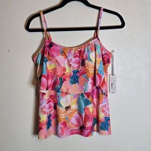 Sonnet Shores Coral Tankini Swim Top Size 6 New